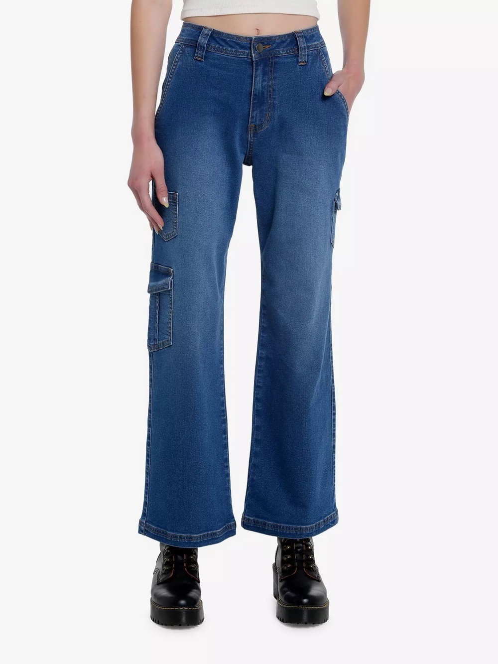 Hot Topic Blue Denim Cargo Pants Jeans 3